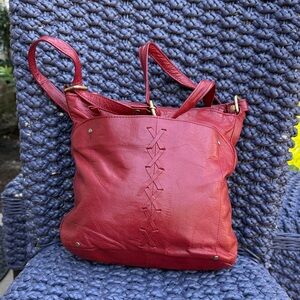 Chic Red Leather Shoulder Bag